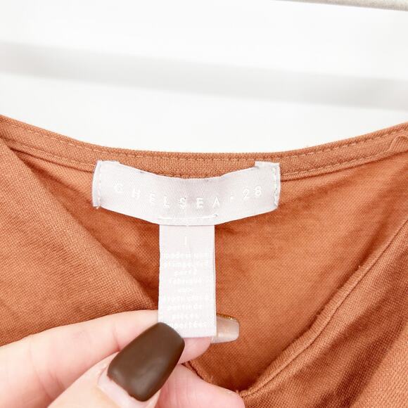 Chealsea28 Summer Sleeveless Tie Front Wide Leg Jumpsuit Size L Burnt Orange - Picture 6 of 9